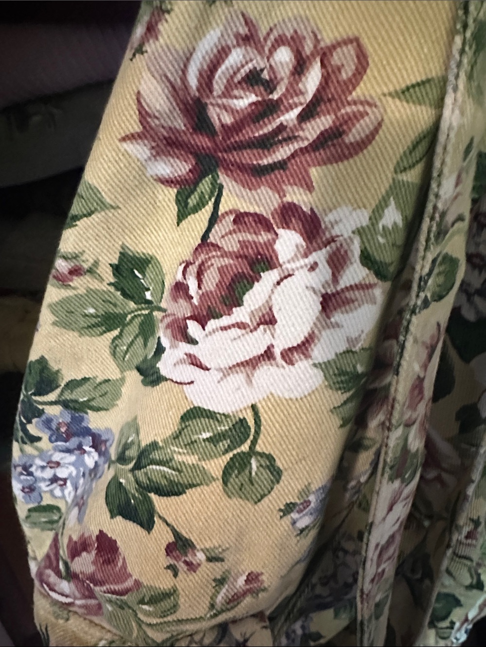 1990s Classic Floral Canvas Drawstring Backpack - Beige Floral - Picture 6 of 7